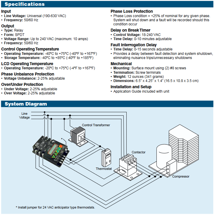 Especificaciones Protector de Fase y Voltaje Trifásico Digital ICM450SC ICM